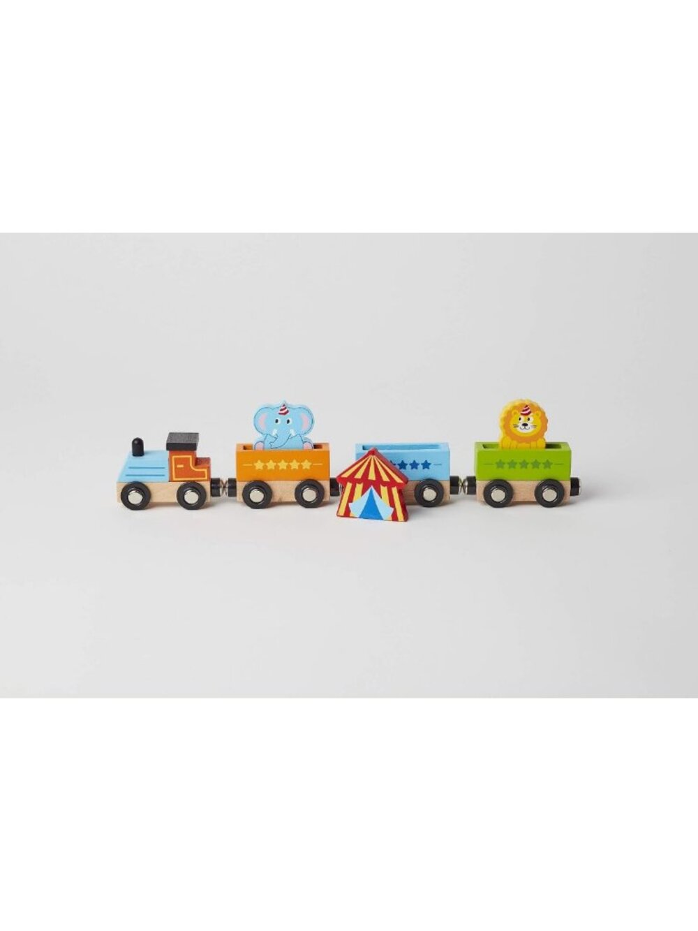 Wooden Toy Train Playset - Colorful Circus Design, Fun for Kids, Educational